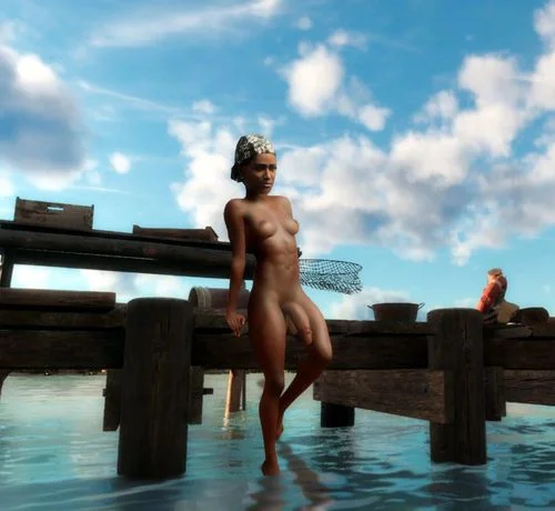 Preview of Artwork: Local well hung futa relaxing by the pier